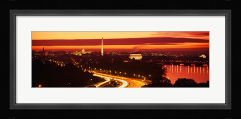 Framed Sunset, Aerial, Washington DC, District Of Columbia, USA Print
