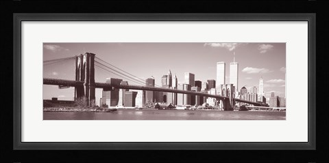 Framed Brooklyn Bridge, Hudson River, NYC, New York City, New York State, USA Print