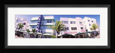 Framed Low angle view of buildings in a city, Miami Beach, Florida, USA Print