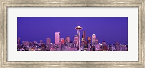 Framed USA, Washington, Seattle, night Print