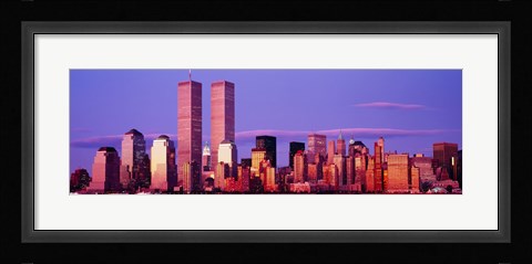 Framed Manhattan skyline with the Twin Towers, New York City, New York State, USA Print