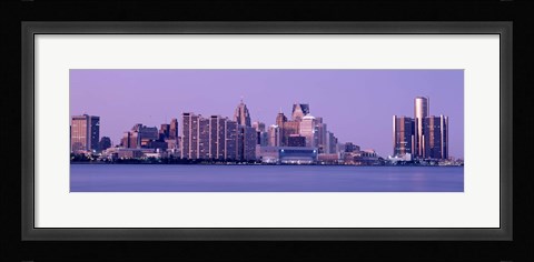 Framed USA, Michigan, Detroit, twilight Print
