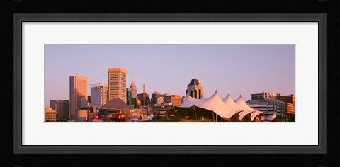 Framed Morning skyline &amp; Pier 6 concert pavilion Baltimore MD USA Print