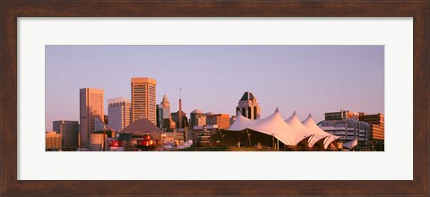 Framed Morning skyline &amp; Pier 6 concert pavilion Baltimore MD USA Print
