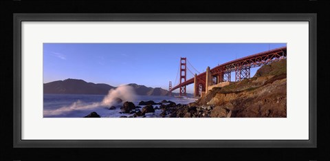 Framed Bridge across the bay, San Francisco Bay, Golden Gate Bridge, San Francisco, Marin County, California, USA Print
