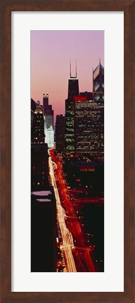 Framed Sunset Aerial Michigan Avenue Chicago IL USA Print