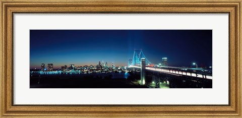 Framed Bridge across a river, Delaware Memorial Bridge, Delaware River, Philadelphia, Philadelphia County, Pennsylvania, USA Print