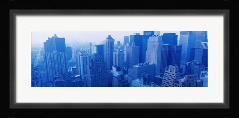 Framed New York Skyscrapers in Blue Print