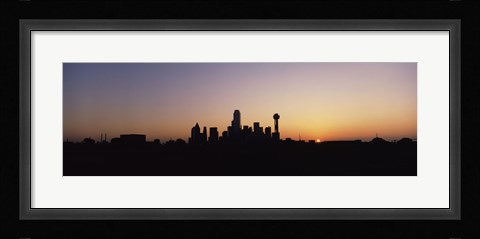 Framed Sunrise Skyline Dallas TX USA Print