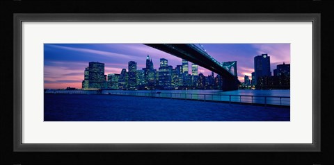 Framed Panoramic View of New York City with Purple Sky Print