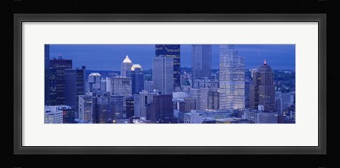 Framed Buildings in a city lit up at dusk, Pittsburgh, Pennsylvania, USA Print