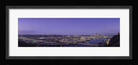 Framed Aerial view of a city, Pittsburgh, Allegheny County, Pennsylvania, USA Print