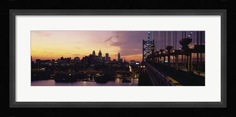 Framed Bridge over a river, Benjamin Franklin Bridge, Philadelphia, Pennsylvania, USA Print