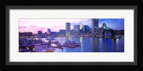Framed Sunset, Inner Harbor, Baltimore, Maryland, USA Print