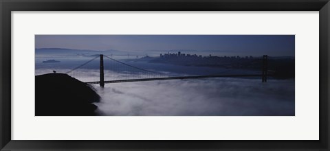 Framed USA, California, San Francisco, Fog over Golden Gate Bridge Print