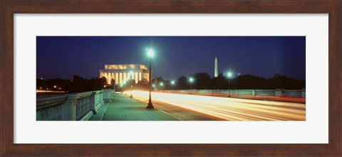 Framed Night, Lincoln Memorial, District Of Columbia, USA Print
