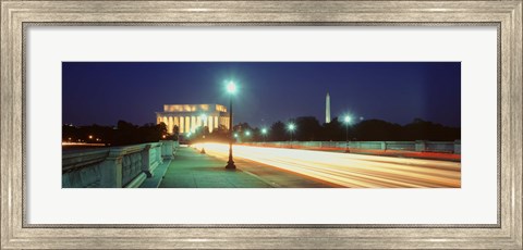 Framed Night, Lincoln Memorial, District Of Columbia, USA Print