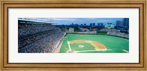 Framed High angle view of spectators in a stadium, Wrigley Field, Chicago Cubs, Chicago, Illinois, USA Print