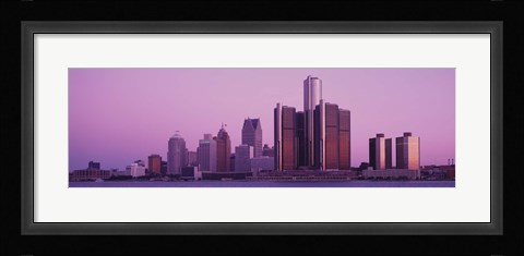 Framed Detriot, Michigan with Purple Sky Print