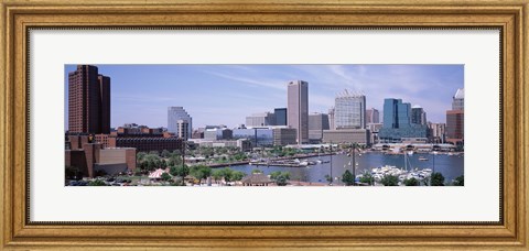 Framed USA, Maryland, Baltimore, High angle view of Inner Harbor Print