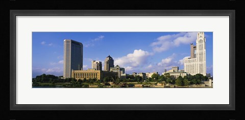 Framed Buildings on the banks of a river, Scioto River, Columbus, Ohio, USA Print