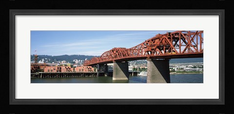 Framed Bascule bridge across a river, Broadway Bridge, Willamette River, Portland, Multnomah County, Oregon, USA Print