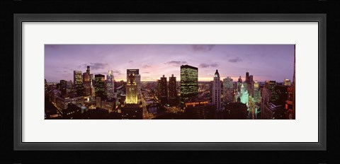 Framed Skyscrapers In A City At Dusk, Chicago, Illinois, USA Print