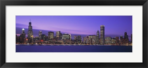 Framed Chicago Skyline with Purple Sky Print