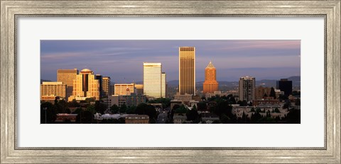 Framed Cityscape at sunset, Portland, Multnomah County, Oregon, USA Print