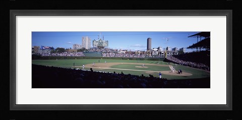 Framed Baseball match in progress, Wrigley Field, Chicago, Cook County, Illinois, USA Print