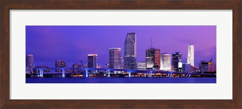 Framed Miami at night, FL Print