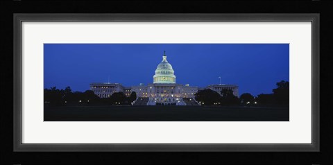 Framed Government building lit up at dusk, Capitol Building, Washington DC, USA Print