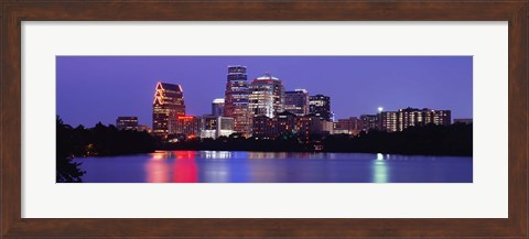 Framed US, Texas, Austin, skyline, night Print