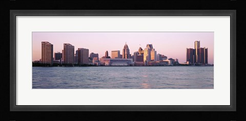 Framed Detroit Skyline with Water Print