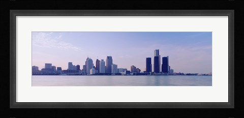 Framed Buildings along waterfront, Detroit, Michigan, USA Print