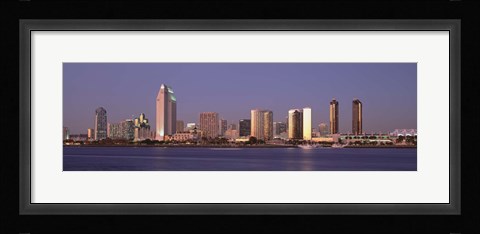 Framed San Diego Skyline, California at dusk Print