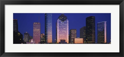 Framed Houston skyscrapers at night, Texas Print