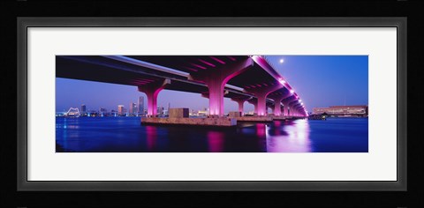 Framed MacArthur Causeway Biscayne Bay Miami FL USA Print