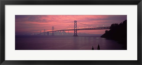 Framed Bridge across a sea, Bay Bridge, San Francisco, California, USA Print