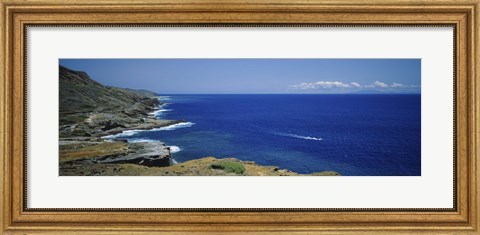 Framed High angle view of a coastline, Oahu, Hawaii Islands, USA Print