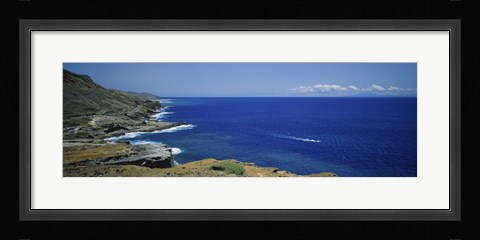 Framed High angle view of a coastline, Oahu, Hawaii Islands, USA Print