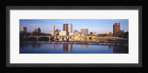 Framed Bridge across a river, Scioto River, Columbus, Ohio, USA Print