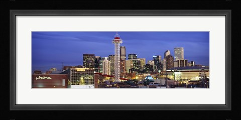 Framed Denver skyline at dusk, Colorado Print