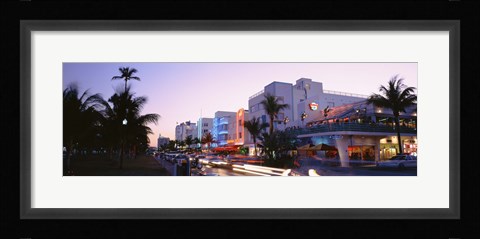 Framed Buildings Lit Up At Dusk, Ocean Drive, Miami, Florida, USA Print