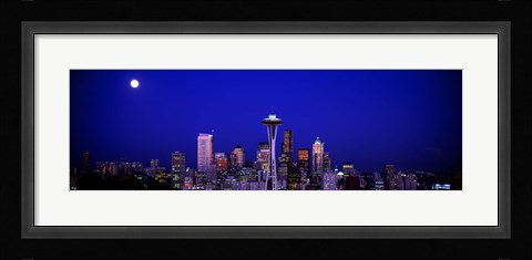 Framed Moonrise, Seattle, Washington State, USA Print