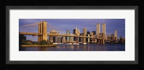 Framed Bridge over a river, Brooklyn Bridge, Manhattan, New York City, New York State, USA Print