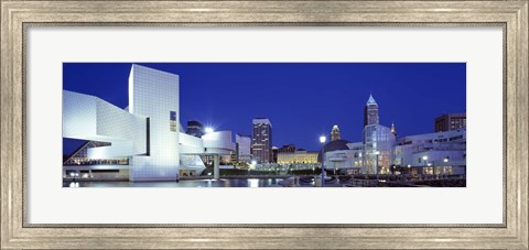 Framed Buildings lit up, Cleveland, Ohio Print