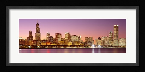 Framed Dusk Skyline Chicago IL USA Print