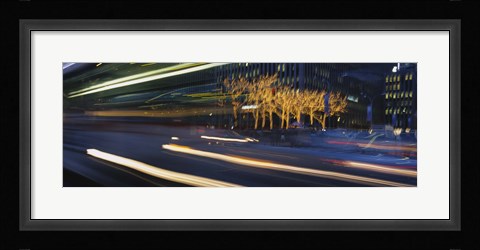 Framed Traffic On The Street At Night, Sixth Avenue, Manhattan, NYC, New York City, New York State, USA Print