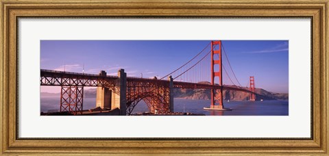 Framed Suspension bridge at dusk, Golden Gate Bridge, San Francisco, Marin County, California, USA Print